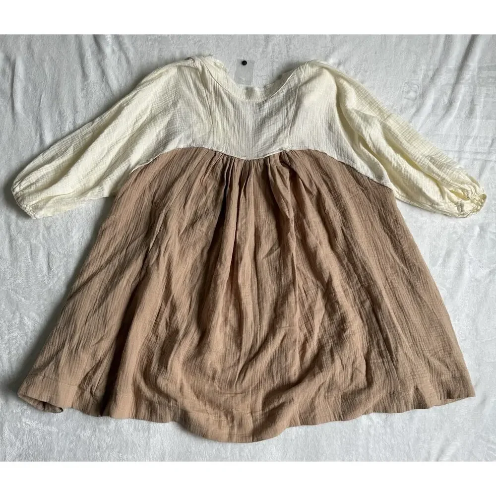 Magnolia Boutique Chic Babydoll Cream Color Block Tunic Dress Size Medium - Picture 12 of 16